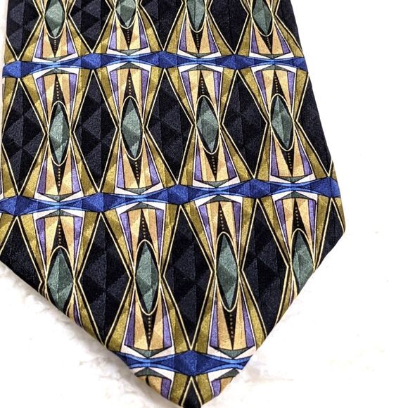 Vintage Men's Cambridge Classic 100% Silk Tie Geometric Motif - Picture 6 of 13